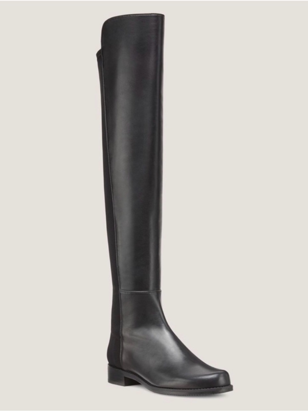 Stuart Weitzman Black Over-the-Knee Leather & Stretch Boots